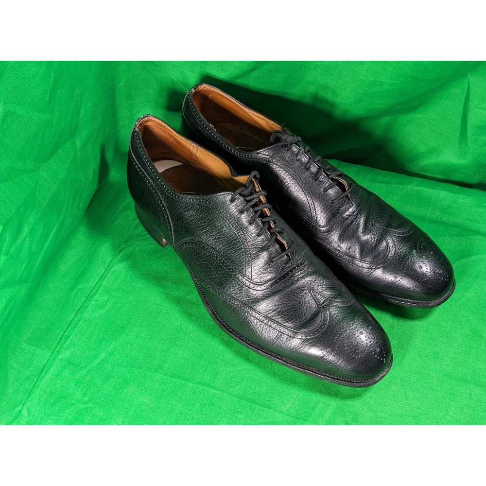 Churchs Custom Grade Mens Oxford Shoes Black Leather Wing Tip 110D?‎ Check Image